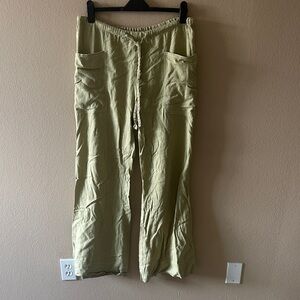 Urban Outfitters Apple Green Linen Wide Leg Pants